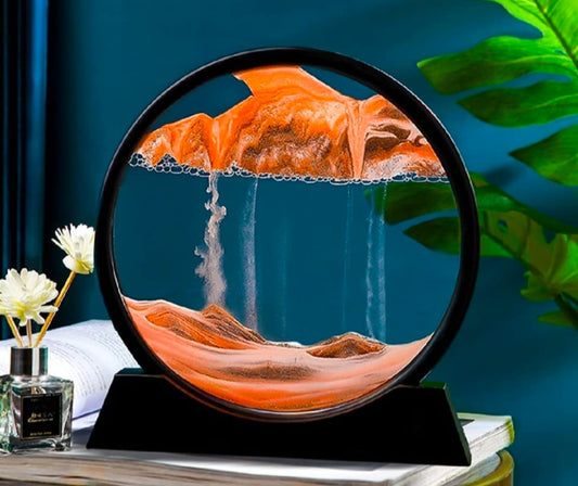3D Moving Sand Mountain Lamp With Stand - Sandscape Painting - Moving Sand Art - Showpiece - Home Decoration ( Random Color)