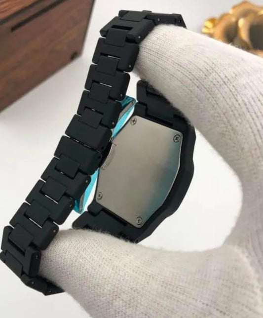 Black Aura Watch Elegant Stylish Design Strong Durable Build Comfortable Strap Clear Display (Without Box)