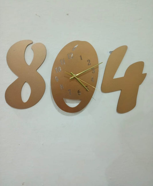 3d wall clock Wooden Golden color Wall Clock (804