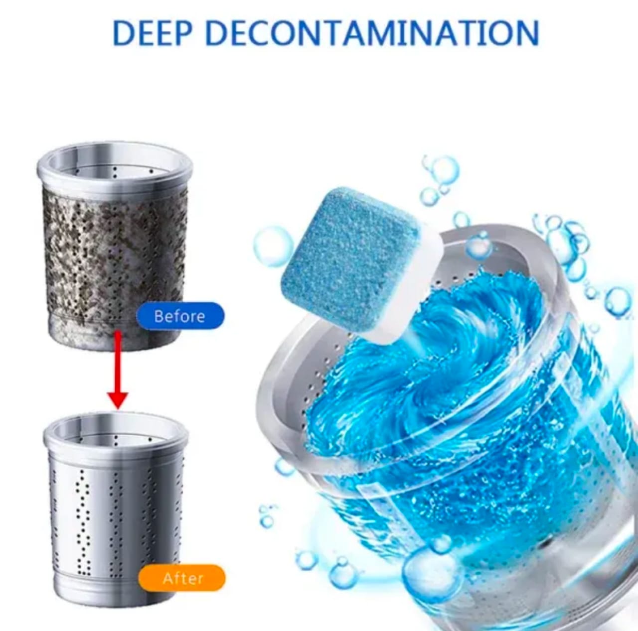 Pack of 1 Washing Machine Cleaner Tablets - 12 Tablet | Deep Cleaning & Deodorizing for Front Load, Top Load & HE Washers